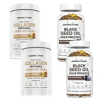 Organics Nature 2 Collagen Sea Moss Vanilla Caramel & Black Seed Oil Capsules 1000MG Softgels Bundles.
