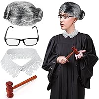 Judge Laywer Costume Accessories with Judge Collar Toy Gavel for Adult Kids Halloween Dress Up（No Robe Included）