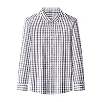Men's Business Casual Plaid Slim Breathable Lapel Shirt Long Sleeve Button-Down Checkered Shirt