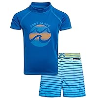 Body Glove Boys’ Rash Guard Set – UPF 50+ Short Sleeve Swim Shirt and Bathing Suit Trunks – Swimwear Set for Boys (4-12)