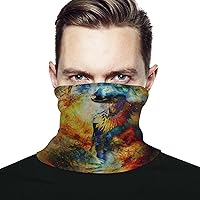 Shamanic Fox Man and Indian Woman Soft Face Mask Neck Gaiter Warmer Face Cover Soft Scarf Cooling Bandanas Headwear