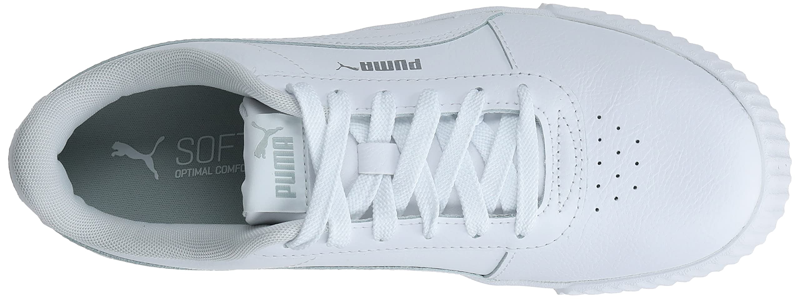 PUMA Women's Carina Sneaker, White White Silver, 7 M US