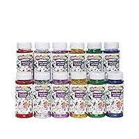 Colorations® Easy Shake Glitter, Great for Crafting & Decorating, Each jar has shaker lid, 6 Bright Colors, 3.5 oz jars, 2 of each, Safe & Never fading Glitter, Non Toxic, Sparkle Craft Glitter