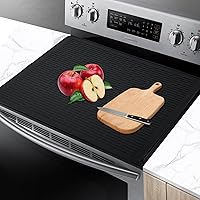 Silicone Stove Top Cover for Electric Stove - 27.75X20 inch Electric Stove Cover, Glass Top Stove Cover, Extra Large Silicone Dish Drying Mat, Ceramic Glass Cooktop Protector(Black)
