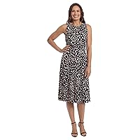 London Times Women's, Sleeveless Jersey Keyhole Belted Midi Dress