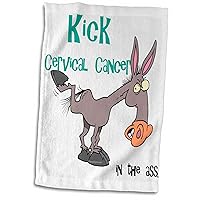 3dRose Kick Cervical Cancer in The Ass Awareness Ribbon Cause Design - Towels (twl-115588-1)