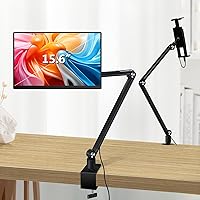 Bimo Tablet Stand Holder for ipad,Portable Monitor Stand Desk Mount for 15.6'' 16'' Screen,Aluminum Long Arm with 360° Rotating Base,Compatible with 4.7-16'' Display,ipad,Kindle