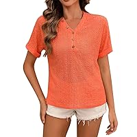 Eyelet Tops for Women, Ladies Casual Sexy V-Neck Shirts Spring, S XXL