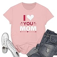 Women's Mother's Day T-Shirt Fashion Letter Print Casual Pullover Knit Short Sleeve T Shirt Top Mothers, S-3XL