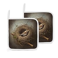 Bird Nest Pot Holders Heat Resistant Potholders Set with Pocket Hanging Loop Multifunction Hot Pads Thickened Trivets for Kitchen Cooking Baking