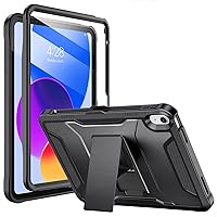 Soke Case for iPad 10th Generation 10.9-inch 2022, with Built-in Screen Protector and Kickstand, Rugged Full Body Protective Cover for New Apple iPad 10.9 Inch - Glossy Black
