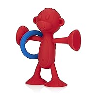 Silly Monkey Interactive Suction Toy with Silicone Ring, Red