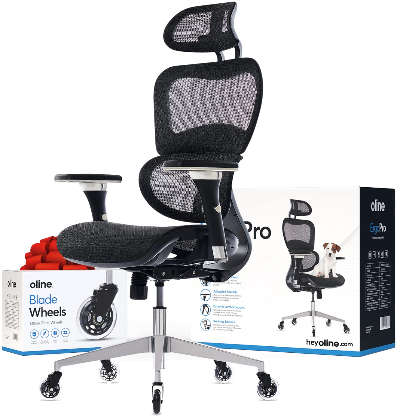 Mua Oline ErgoPro Ergonomic Office Chair - Rolling Desk Chair with 4D  Adjustable Armrest, 3D Lumbar Support and Blade Wheels - Mesh Computer  Chair, Gaming Chairs, Executive Swivel Chair (Black) trên Amazon