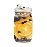 Jarware Stainless Steel 2-in-1 Drink and Fruit Infusion Lid, Regular-Mouth, Silver