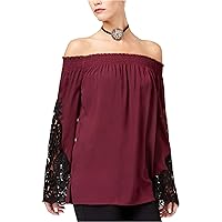 Womens Lace Insert Knit Blouse