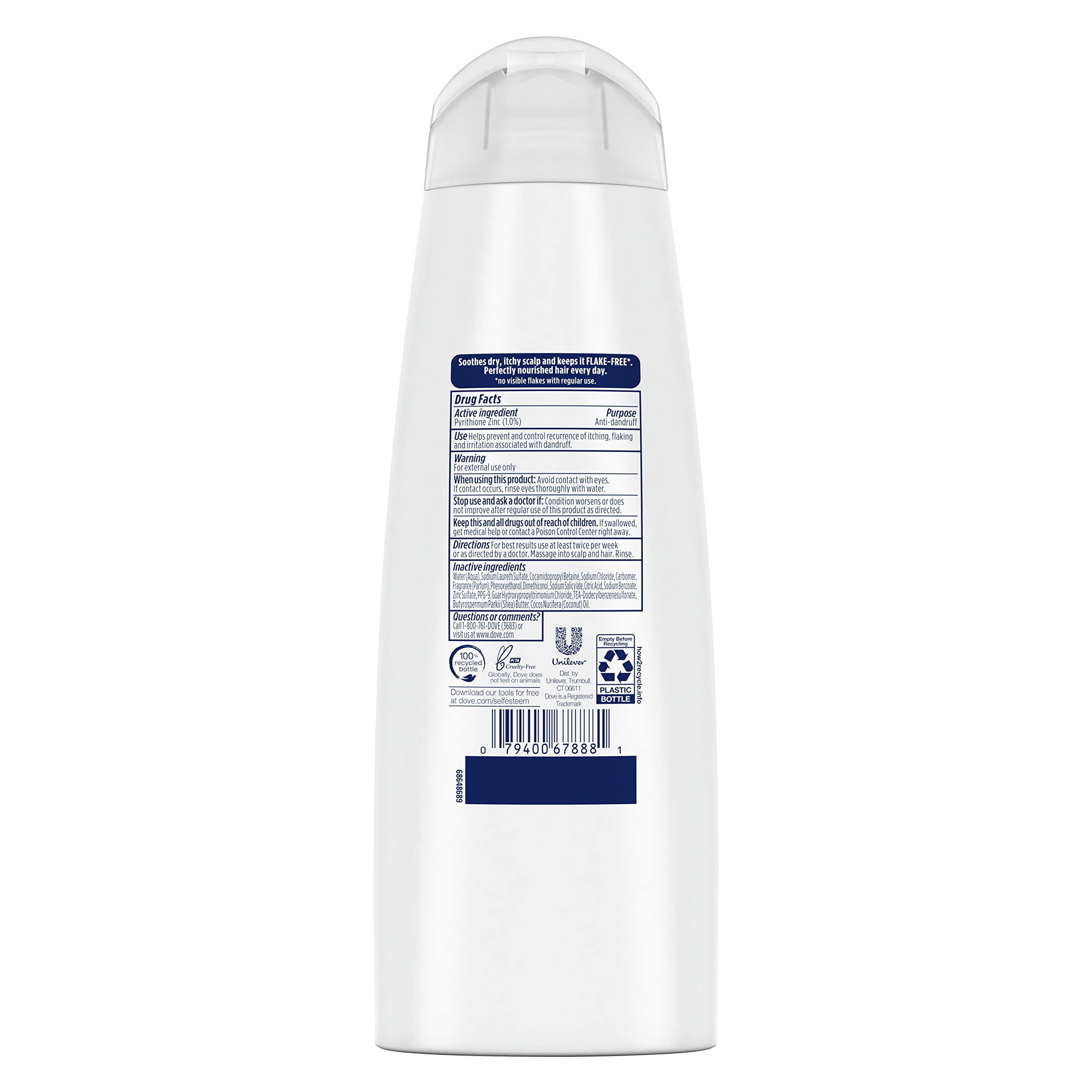 Dove DermaCare Anti Dandruff Shampoo for Dry, Itchy Scalp Dryness and Itch Relief Dry Scalp Treatment with Pyrithione Zinc 12 oz