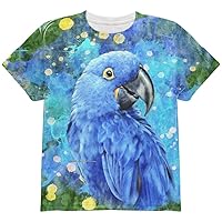 Blue Hyacinth Macaw Splatter All Over Youth T Shirt