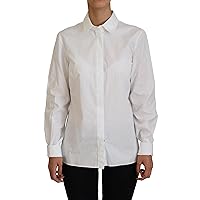 Dolce & Gabbana White Cotton Collared Long Sleeves Formal Women's Top