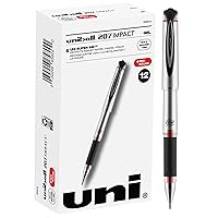 Uniball Signo 207 Impact Stick Gel Pen, 12 Red Pens, 1.0mm Bold Point Gel Pens| Office Supplies by Uni-ball like Ink Pens, Colored Pens, Fine Point, Smooth Writing Pens, Ballpoint Pens