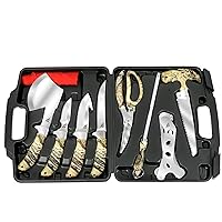 TR Field Dressing Kit Hunting Knife Set, 10-Piece Portable Butcher Game Processing Kit for Deer Hunting, Survival, Fishing, Camping