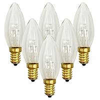 SUNSGNE 6 Pack 3V C26 LED Replacement Light Bulbs, Christmas Decorative Glass Clear Torpedo Tip Light Bulbs, E12 Candelabra Base LED Light Bulbs for Battery Operated LED Window Candles Lamps