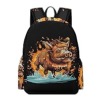 Wild Boar Backpack Printed Laptop Backpack Casual Shoulder Bag Business Bags for Women Men