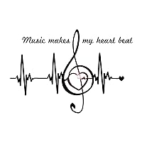 Vinyl Wall Decal Music Notes Quote Heart Pulse Heartbeat Stickers Large Decor (1439ig) Purple
