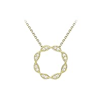 CARISSIMA 9ct Yellow Gold Cubic Zirconia Circle Spiral 12mm Adjustable Curb Chain Necklace 41-46cm, Yellow Gold Cubic Zirconia, Cubic Zirconia