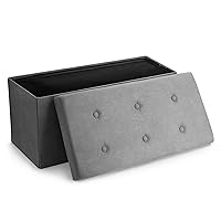 Sorbus Storage Ottoman Bench – Collapsible/Folding Bench Chest with Cover – Perfect Toy and Shoe Chest, Hope Chest, Pouffe Ottoman, Seat, Foot Rest, – Contemporary Faux Suede (Gray)