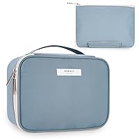 Narwey Travel Makeup Bag Large Cosmetic Bag Make up Case Organizer for Women (Greyish Blue)