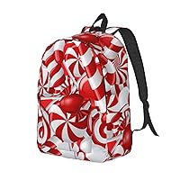 Canvas Backpack For Women Men Laptop Backpack Candy Canes Travel Daypack Lightweight Casual Backpack