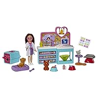 Barbie Doll & Playset with Accessories, Chelsea Can Be Pet Vet Set with Brunette Small Doll, 4 Animals & 18 Pieces