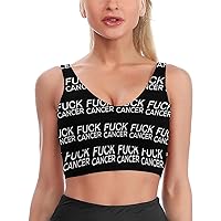FCK Cancer Women's Sports Bra Wirefree Bras U-Shaped Neckline Yoga Vest Workout Tank Top
