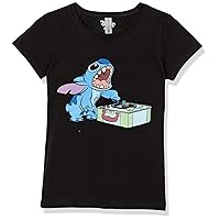 Disney Girl's Dj Stitch T-Shirt, Black, X-Large