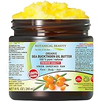 Organic SEA BUCKTHORN OIL BUTTER Pure Natural Virgin Unrefined RAW 8 Fl. Oz.- 240 ml for FACE, SKIN, BODY, DAMAGED HAIR, NAILS, Anti-Aging. omega-3, 6, 7, 9, vitamins C