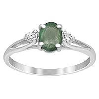 925 Sterling Silver 0.50 Ctw Emerald Zambian Gemstone Solitaire Accent Tiny Ring