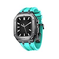 Military Metal Case Mod Kit Accessories For Apple Watch Series 7 SE 6 5 4 Metal Protective Cover Case With Silicone Strap Shockproof Bumper 45mm 44mm