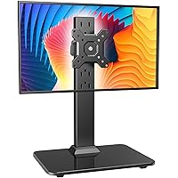 HUANUO Monitor Stand, Holds up to 44lbs Freestanding VESA Monitor Mount for 13″–34″ Screens, 5 Height Options, Swivel Desk Monitor Stand Riser with 360° Rotation, Tilt, 75x75mm/100x100mm VESA