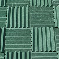 Soundproofing Acoustic Studio Foam - Forest Green Color - Wedge Style Panels 12”x12”x2” Tiles - 4 Pack