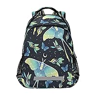 ALAZA Teal Moth Blue Butterfly Backpacks Travel Laptop Daypack School Book Bag for Men Women Teens Kids