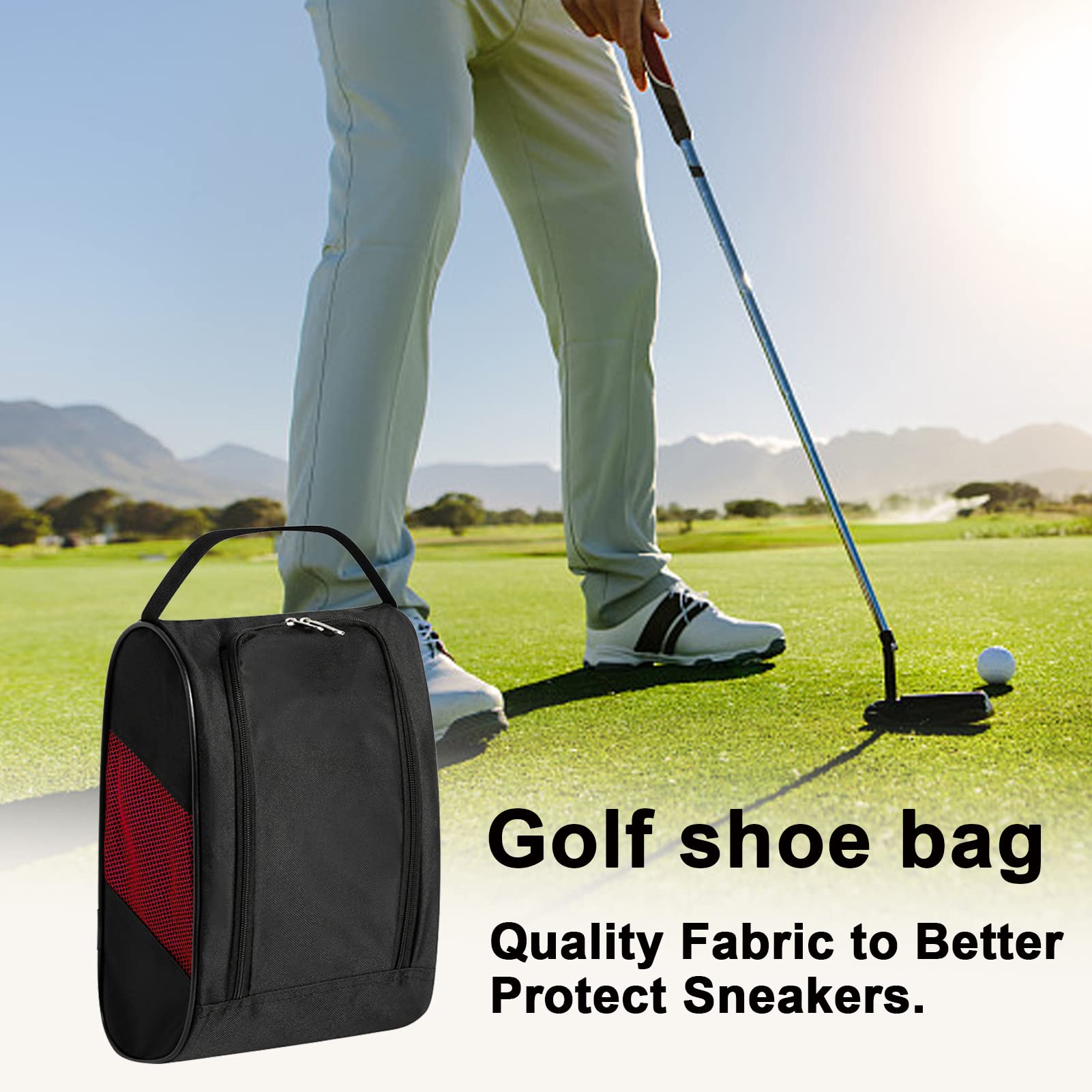 Golf Shoe Case, Shoe Holder, Shoe Bag, Deform-Resistant, Double Zipper, Easy to Open and Close, Includes Handle, Breathable, Easy to Carry Accessories, Waterproof, Sports, Shoe Bag, Mesh Case, Portable Pouch, Basketball, Football, Golf, Shoes, Tennis Shoe