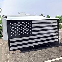 Tentproinc RV Awning Sun Shade Screen 7' X 17' 3'' (American Flag) Black Mesh Sunshade Camper Trailer Awning Shade Screen UV Blocker Completed Kits