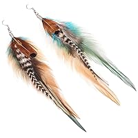 lureme Bohemian Multicolor Pheasant Feathers Dangle Earrings Handmade Natural Feather Earrings (er006314)
