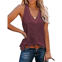 Uincloset Women's Summer Basic Sleeveless V Neck Casual Tank Tops Loose Shirts