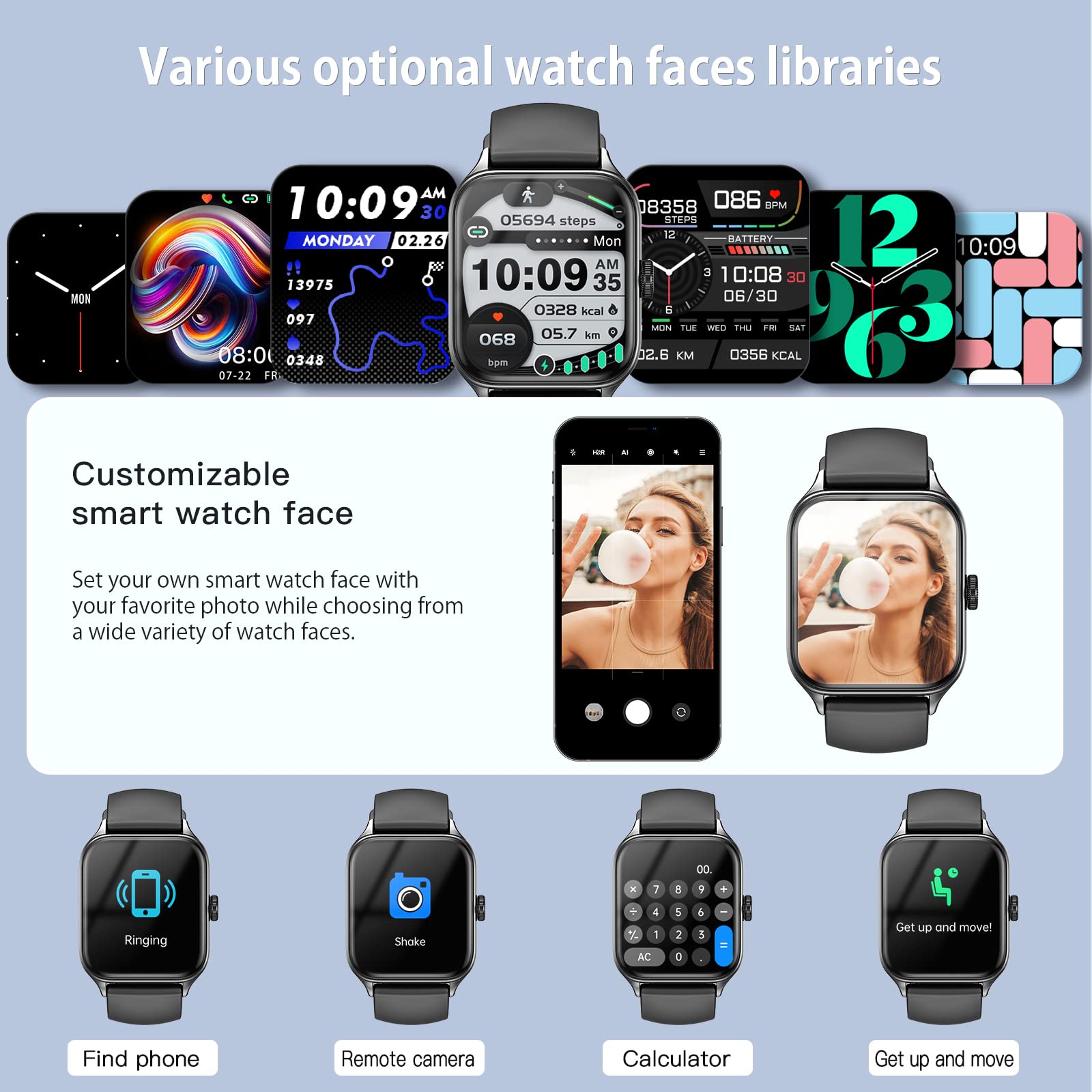 Smart Watch (Receive & Dial), 2023 Newest 1.85