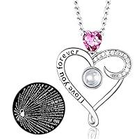 Zavest I Love You Necklace 100 Languages 925 Sterling Silver Love Heart Pendant Necklace Birthstones Jewellery Women Wife Mum Birthday Gifts