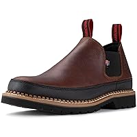 SUREWAY 4in Mens Slip On Work Boots for Men,Full Grain Leather,Extremely Comfortable,Goodyear,Rubber Sole,Oil/Slip Resistant,Pull On Work Boots Romeo Shoes EH Safety Industrial Construction Boots