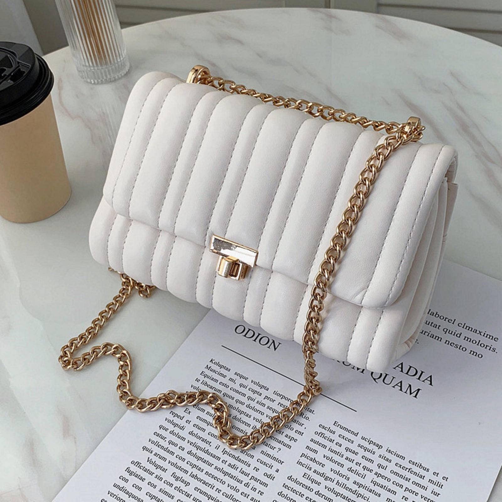 Women's Chain Bag, New Fashion Simple Embroidery Thread Shoulder Bag Crossbody Underarm Rhombus Soft Leather Small · Chanel Style Bag