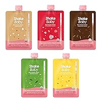 [SHAKE BABY] Diet Protein Shake Spout Pouches, Low-Calories and On-the-Go Meal Replacement Rich in Vitamins and Minerals, Individually Packaged (40g x 5ct) (Variety Pack)
