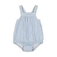 Hope & Henry Layette Baby Girl Woven Sleeveless Smocked Romper with Bow Shoulders